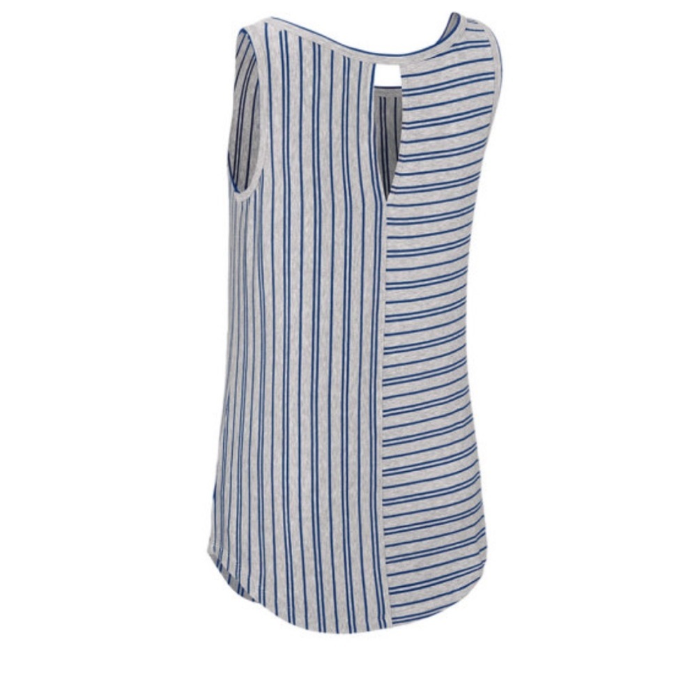 Cabi Ticker Tee, Size Small, Gray/Royal Blue - Picture 2 of 14